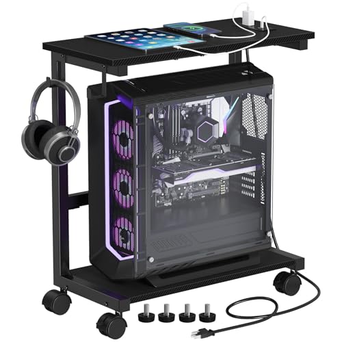 Snughome Computer Tower Stand with Charge Station, 25.0