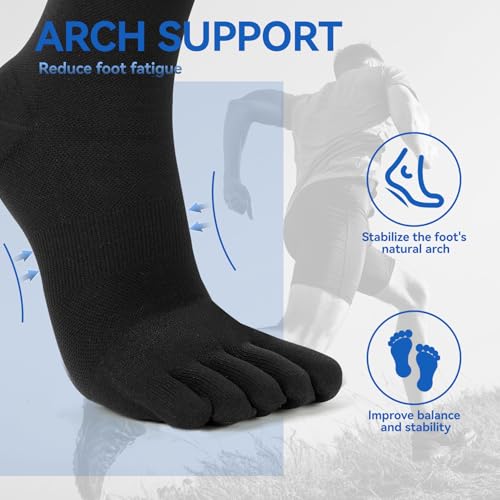OrrinSports Kompressions-Zehensocken, kniehoch, feuchtigkeitsableitend, mit gestufter Kompression – geeignet zum Laufen, für Pflegekräfte und Flugreisen
