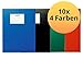 Produktbild LANDRE 100427229 Heftbox 10er Pack mit 4 Farben für DIN A4 Hefte, Sammelbox mit Beschriftungsschild und Leinenprägung sorgt für Ordnung und schützt vor Eselsohren