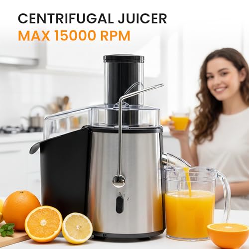 Image of Simple Deluxe Juicer Machines, 700W Centrifugal Juicer Extractor with Wide Mouth 3 inch Feed Chute for Fruit Vegetable, Electric Juicer with 2-Speed Quick Juicing, Easy to Clean, BPA-Free, Silver