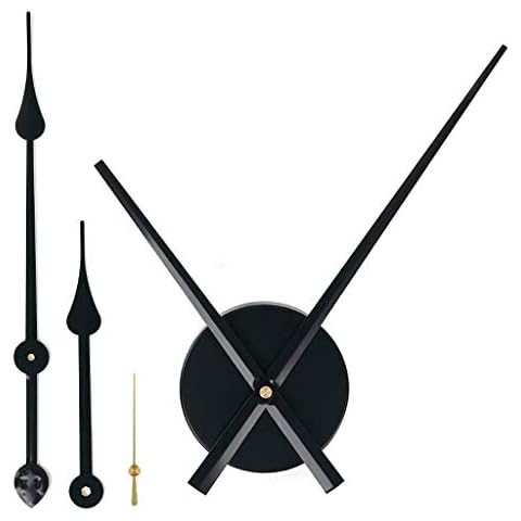EMOON 2 Pair Long Hands with 3D Clock Movement DIY Large Wall Clock Quartz Clock Mechanism for Home Art Decor (Black) Cover