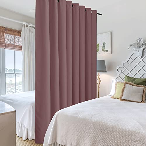 Image of RYB HOME Privacy Room Divider Curtains for Office Bedroom Separation Sound Proof Blanket for Doorway Patio Sliding Glass Door Large Window Curtains Insulating Blackout, W 15 x T 8 ft, Wild Rose