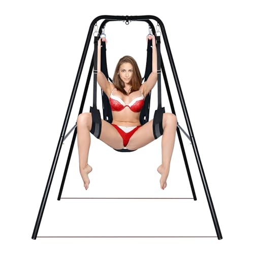 PLKO Sex Swing Stand with Sex SlingAdjustable Angle Sex Swing Easy to AssembleSex Furniture for BedroomBlack
