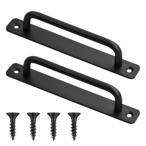 Dokeno 2 Stück Scheunentor Griff, Hochleistungs Schiebetür Handgriff mit Schrauben, Eisenware Türgriff aus Aluminiumlegierung Für Schrank Küchen Möbel Schlafzimmer Gartentor, schwarz
