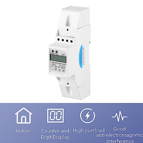Image of Single Phase Energy Meter Din Rail Electric Meter AC 10-40A Digital LCD KWh for Electricity Usage Monitor 120 230V