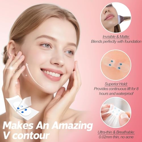 Image of Face Lift Tape, 200PCS Face Tape, Face Lift Tape Invisible, Face Tape Lifting Invisible 8 Hours of Sustained, Perfect Facial Contouring, Visually Create A More Defined Jawline and Cheekbones