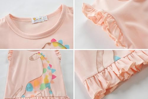 Image of Toddler Baby Girl Short Sleeve Giraffe T-Shirt Ruffle Sleeve Cotton Unicorn Tank Tops Tee