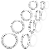 BodyBonita 4 Pares Pendientes Mujer, Pequeños Pendientes de Aro Chapados en Oro 16K Hipoalergénicos, Aros Plata Mujer Apilables Sleeper Cartílago Lóbulos Conjunto de Joyas para Múltiples Piercings S