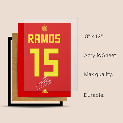 Image of Posternet Sergio Ramos Wall Poster Frames | 8x12 inch | World Cup special signed Jerseys Series | Hanging Wall Artwork Frames for Living Room, Bedroom, Office and Etc