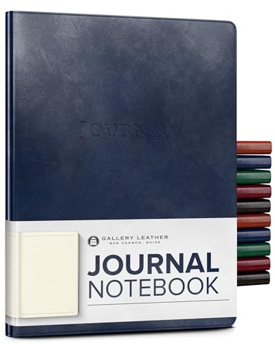Grand journal de bureau ligné en cuir Acadia marine Gallery Leather