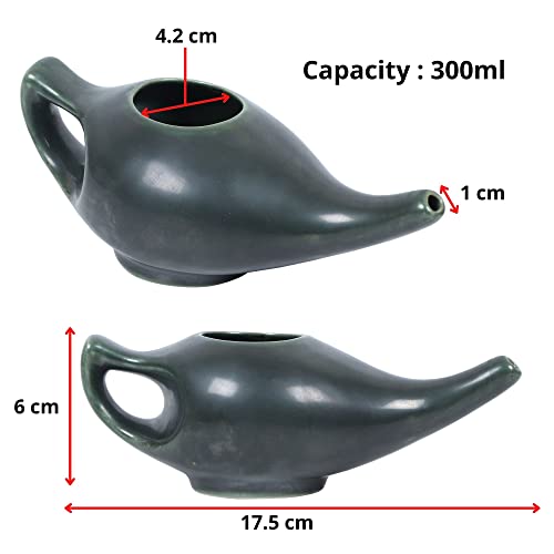 Image of Leak Proof Durable Porcelain Ceramic Neti Pot 220 ML for Natural Nasal Cleansing | Natural Treatment for Sinus, Infection and Congestion Microwave and Dishwasher Friendly (Olive Green)