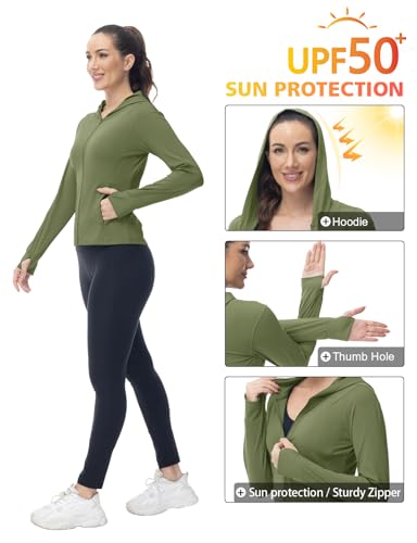 Women's Running Jackets Slim Fit Tops,Women's Activewear Gym Compression Shirts,Ladies Long Sleeve Hoodie Tops with Thumb Holes - Image 4