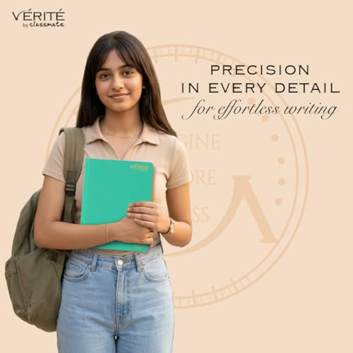 Image of Lay Flat Binding Notebook - Verite by Classmate Ideal for School Students, Persian Green Color, Size (in cm) 24 X 18, Unruled, Thick Premium 120 Pages with Low Ink Bleed for Smooth Writing Experience