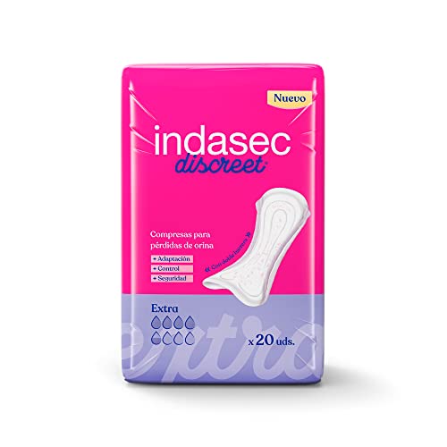 Indasec, Compresas Discreet Extra, Pack de 6 bolsas, 120 unidades