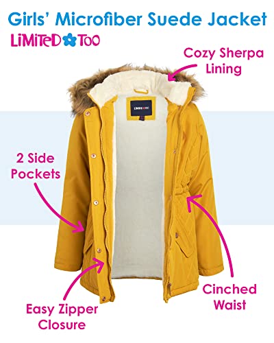 Limited Too Girls' Winter Coat - Microfiber Suede Sherpa Fleece Lined Anorak Jacket with Faux-Fur Trim Hood2