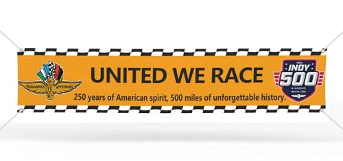 Indy 500 Banner 19.7x98.4 Indianapolis Race Day Decorations Checkered Flag Racing Backdrop for Party Birthday Race Fans Gift