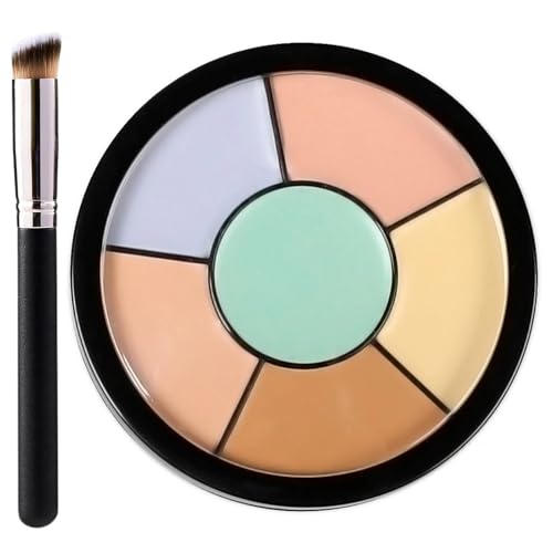 6-in-1 Face Palette - Full Coverage,Colour Correcting, Creamy Blendable Colour Correcting Makeup For Blemish & Dark Circle, With Concealer Brush