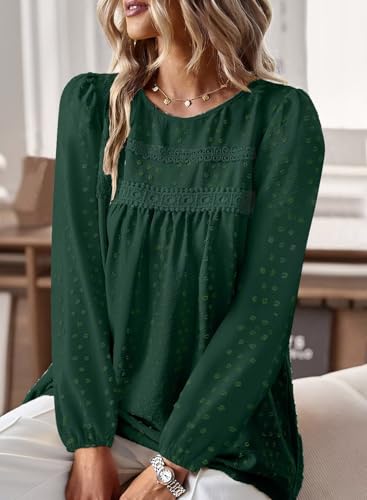 Image of Falechay Womens Tops Flowy Boho Dressy Casual Lace Cute Long Sleeve Shirts