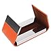 Visitenkarten Etui, Doppel Offenes Business Card Holder PU Leder Edelstahl Multi ID Brieftasche Visitenkartenetui Spender Kreditkartenetui Visitenkartenhalter Für Männer Frauen Damen Orange