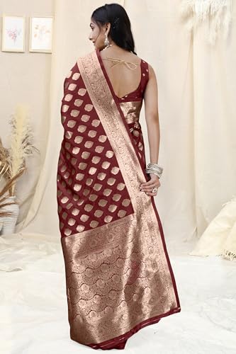 Image of MIRCHI FASHION Women Saree | Banarasi Silk Woven Design Daily Regular Use Sari with Blouse
