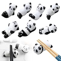 WIYETY 8 Stück Keramik Panda Essstäbchen Ablagen: Keramik Stäbchen Halter, Essstäbchen Ablagen, Hand Gedruckt Glasur Halterung Essstäbchen-Ablagen, Restaurants Zubehör, für Küchen und Tischdekoration