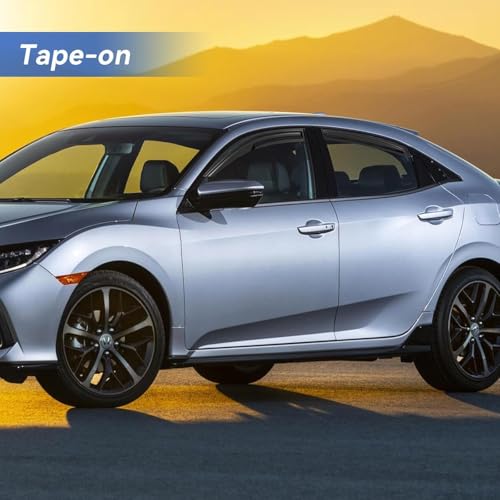 Image of Window Visors Rain Guards Shield for 2016-2021 Honda Civic Hatchback, Out-Channel Window Vent Wind Deflectors Visors Shades for 16-21 Civic (Not for Sedan