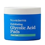 NUVADERMIS 35% Glycolic Acid Peel Pads – Exfoliating Facial Resurfacing for Blackheads, Dark Spots, and Acne – Safe for Sensitive Skin – 60 Double-Sided Pads