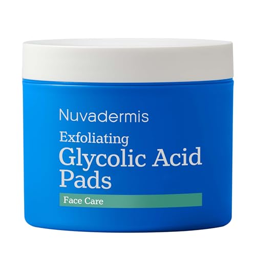 NUVADERMIS 35% Glycolic Acid Peel Pads – Exfoliating Facial Resurfacing for Blackheads, Dark Spots, and Acne – Safe for Sensitive Skin – 60 Double-Sided Pads