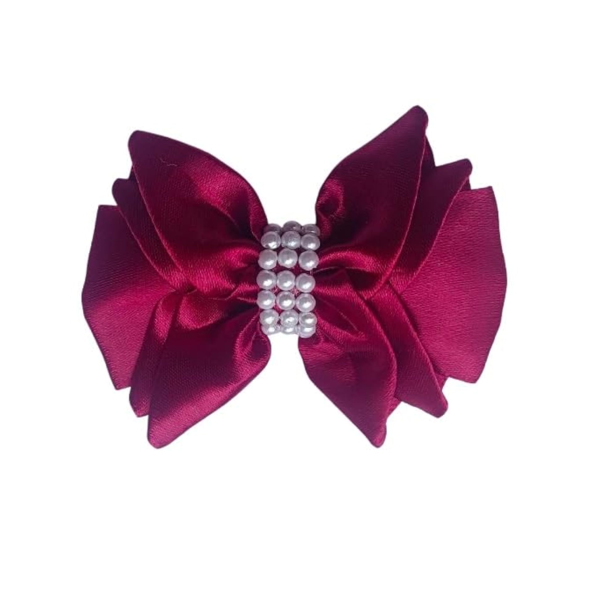 Pack of 2 Charming Satin Flower Alligator Hair Clips, Maroon & Lite Blue