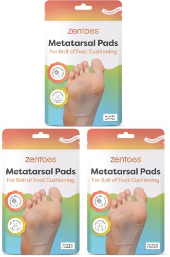 Image of ZenToes Metatarsal Pads Women, Ball of Foot Cushions, Heel Inserts for Women, Shoe Inserts for Morton's Neuroma and Sesamoiditis Support, Metatarsalgia Foot Pads, 2 Pairs (Pack of 3)