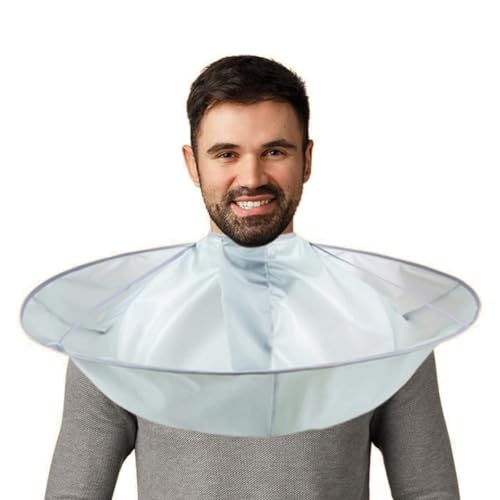 Image of Portable & Easy Clean Hair Catcher Bib for Home Haircuts and Shaving, Adjustable Anti-Static Hairdressing Cape with Clear Rim, Perfect for Mess-Free Beard Trimming and Hair Styling