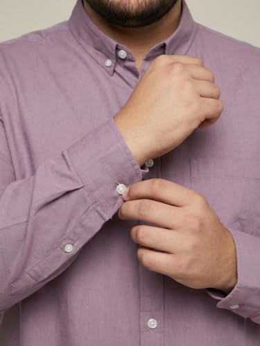 Image of Urbano Plus Men's Cotton Full Sleeve Regular Fit Solid Oxford Shirt with Button-Down Collar