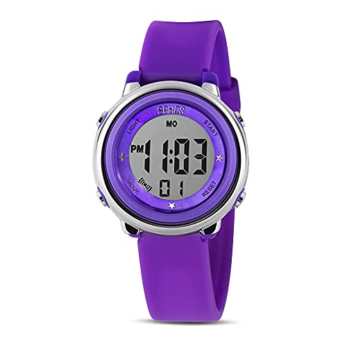 Kidstech Kids Digital Watch - Waterproof, 7-Color LED Backlight Digital Watch for Kids, Multifunctional Luminous Display Watch for Girls and Boys