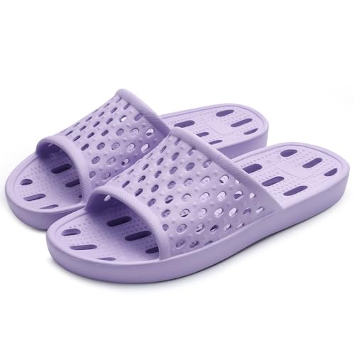 Image of Litfun Shower Shoes for Women Non-Slip Quick Dry Shower Slippers Lightweight Pool Sandals with Drain Holes for College Dorm, Beach, Bathroom & Gym