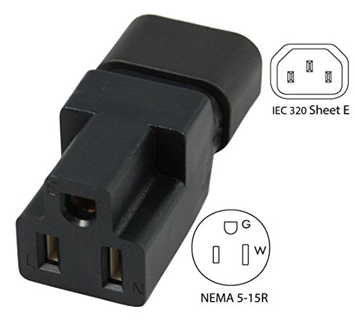 Bluexin Pdu Ups Power 3 Prong Plug Adapter, Usa Nema 5-15R Female To Iec 60320-C14 Male Connector #TOP3
