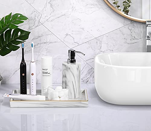 Luxspire Bathroom Vanity Tray, Golden Rimmed Jewelry Organiser rectangle Ceramic Tray, Kitchen Countertop Ring Dish Holder Cosmetic Organiser plate for Candles Perfume Home Décor, Medium, Marble White - Cosy Home Interiors Luxspire Bathroom Vanity Tray, Golden Rimmed Jewelry Organiser rectangle Ceramic Tray, Kitchen Countertop Ring Dish Holder Cosmetic Organiser plate for Candles Perfume Home Décor, Medium, Marble White - Image 5