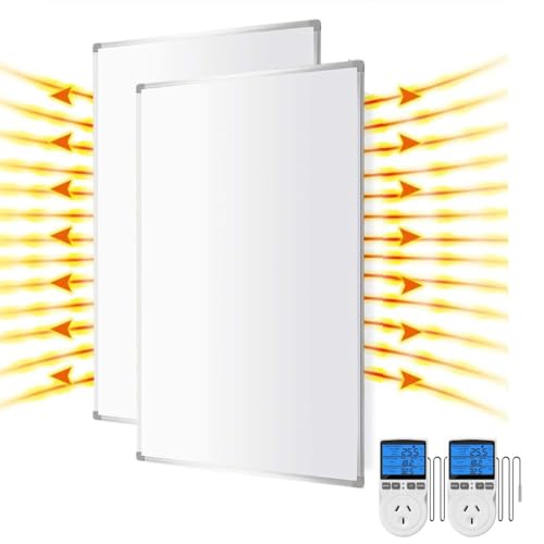800W Infrared Heating Panel Carbon Crystal Heating Radiator with Plug in Thermostat Energy Efficient 2sets