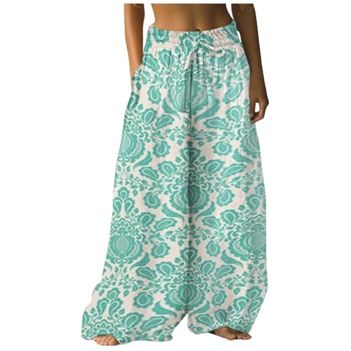 Casual Summer Dresses for Women 2025,Womens Wide Leg Pants Elegant Floral Sun Dresses Pants High Waisted Boho Trousers