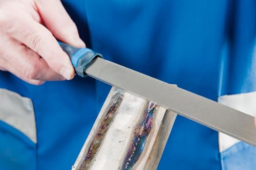 PFERD Universal-Schärffeile, 200mm, rechteckige, flachstumpfe Feile, Einhieb H2 auf zwei Seiten, zwei runde Schmalkante, inkl. Ergonomie-Feilenheft, 11272207 – zum Schärfen von Schneidwerkzeugen