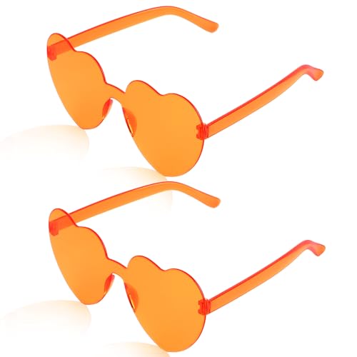 Semato 2 Pcs Orange Heart Shaped Sunglasses