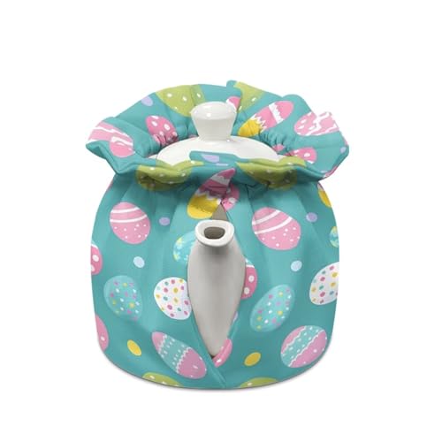 Image of Colorful Eggs Insulated Teapot Cover, Heat Preservation Washable Teapot Protective Cosy for Kitchen Home Tea Party Decor, Red