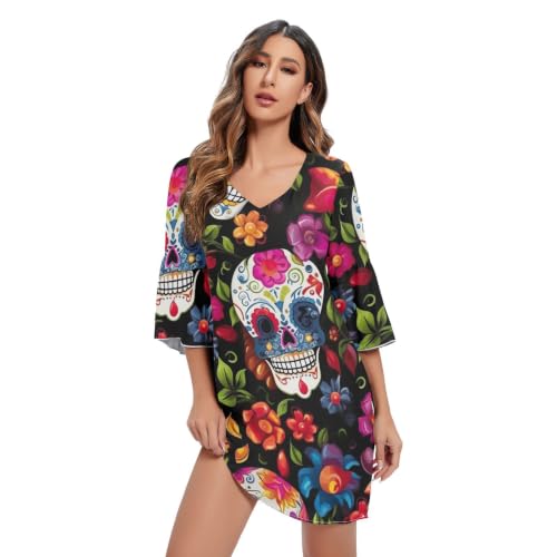 Robe d'été florale en mousseline Sugar Skulls pour vos terrasses ensoleillées