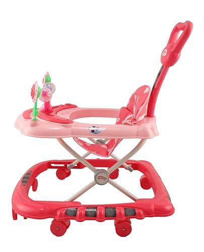 Image of JoyRide Spinny Spinner 8 Wheels Baby Walker, Adjustable Height,Parentle Handle, Comfortable Seat, Music and Light, 360 Degree Rotation, Maximum Weight: 12 kg (Peach)
