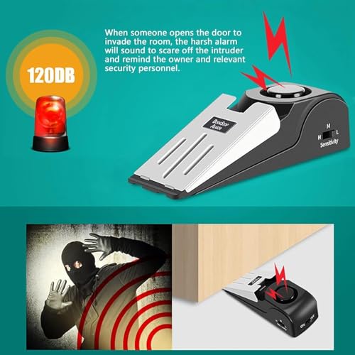 Upgraded Portable Door Lock & Door Stop Alarm, Dual Protection Security Door Kit,Door ​Security Devices Pocket Self Defensey Tools,for Traveling Hotel Home Apartment College House(2 Pack)