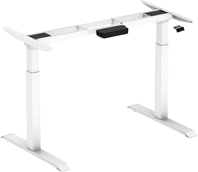 Dual Motor Adjustable Electric Stand Up Office Desk Frame, with USB Charging Port, Support 220 lbs, 47" Height and Memory Presets, White, Frame Only