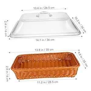 Crafthrou imitation rattan woven bread and fruit basket with lid versatile tabletop serving basket for kitchen restaurant and picnic use ideal for muffins and fresh produce  urban country home decor