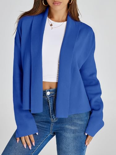 Image of Saodimallsu Womens Cropped Cardigan Open Front Shawl 2026 Fall Trendy Long Sleeve Sweater Jacket