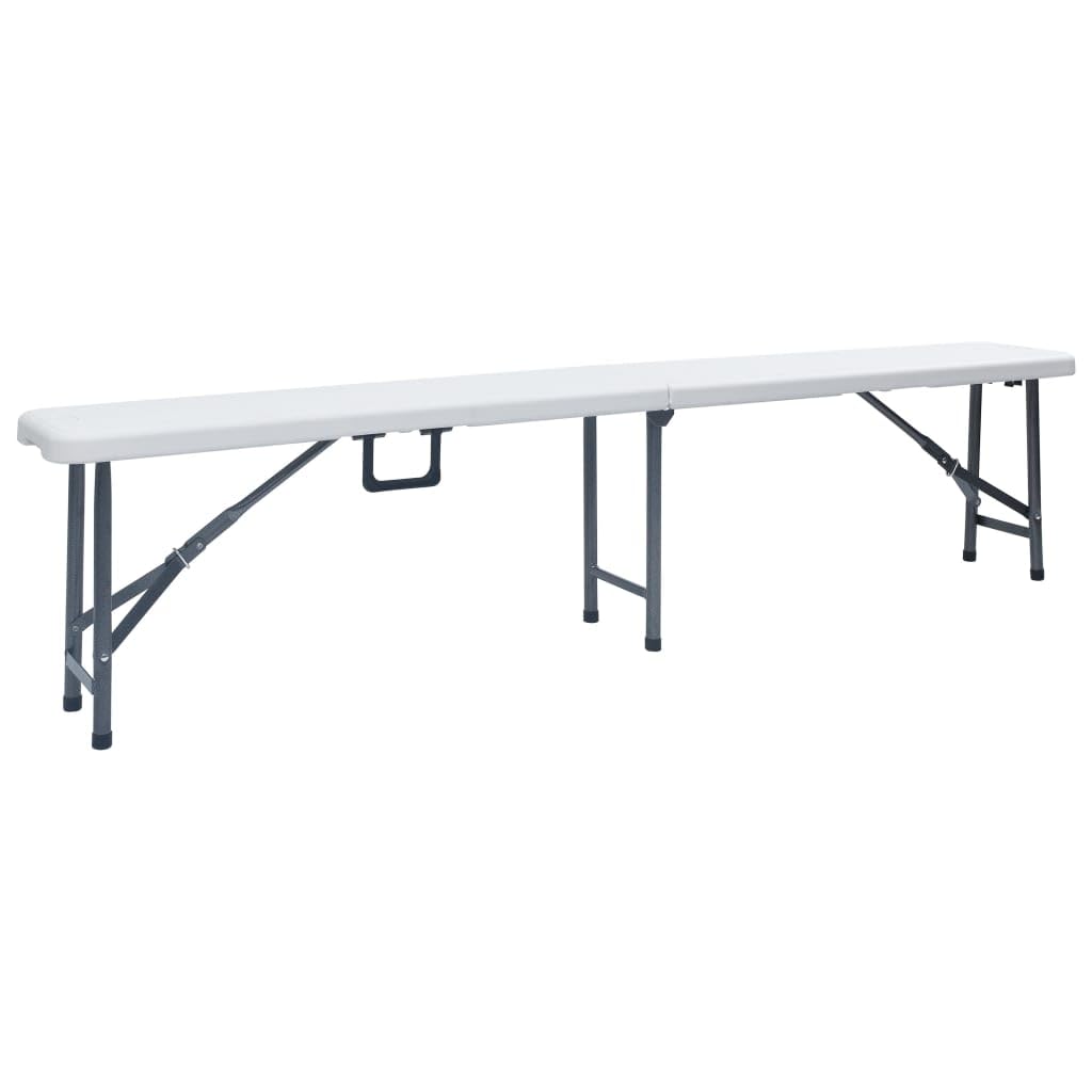 Lot de 2 bancs de jardin pliables - 180 cm de long - En polyéthylène haute densité - Résistant aux intempéries - Cadre en acier stable - Banc de camping pliable en valise avec poignée de