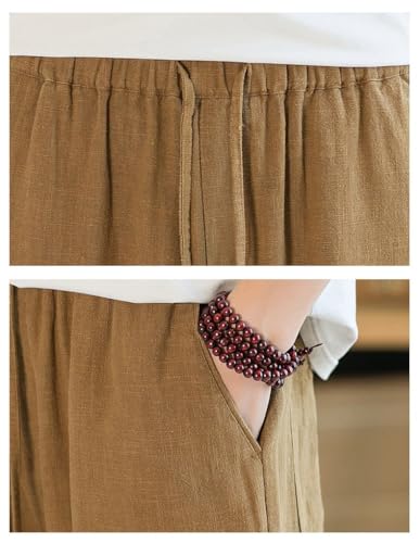 Pantalon en lin homme ample à jambe droite décontracté - 5