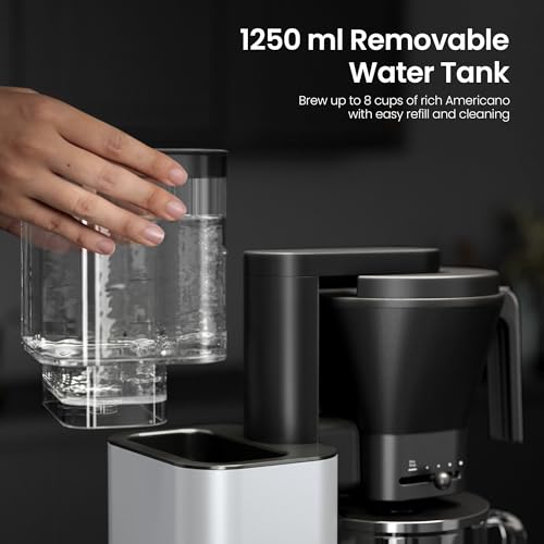 Image of Kismile SCA-Certified 8 Cup Drip Coffee Maker, Pour Over Coffee Machine with 3s Instant Heat 197-205℉, Adjustable Flow Control, Removable Water Tank, Deep Cold Brew & 40 Min Keep Warm (Pearl White)